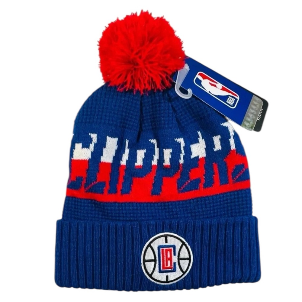 NBA LA Clippers Youth BOYS (8-20Yrs.) BLUE/RED 100% Acrylic‎ BEANIE Hat